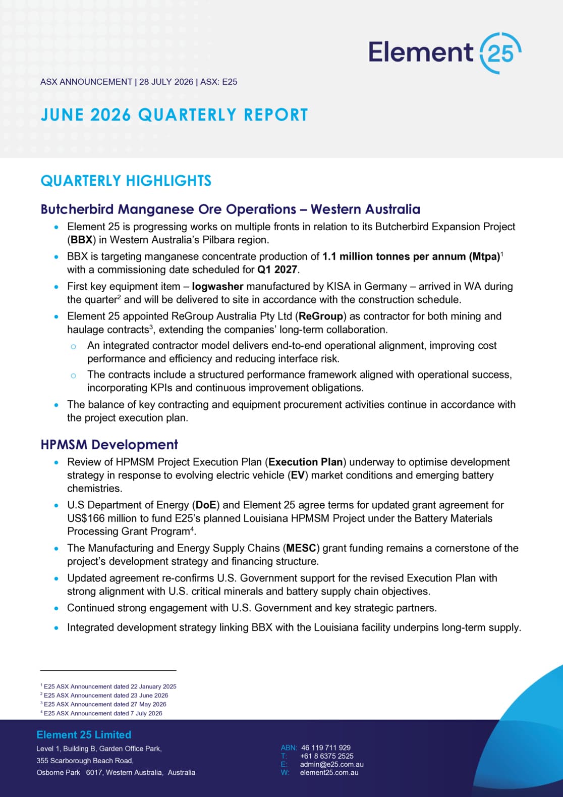 Quarterly Activities/Appendix 5B Cash Flow Report